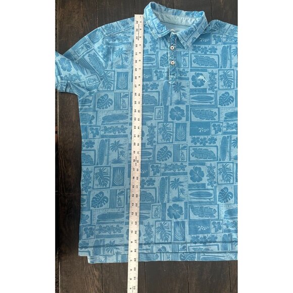 Tommy Bahama Hawiian Tropical 100% Pima Cotton Polo Size Medium Blue Flowers - Picture 8 of 8